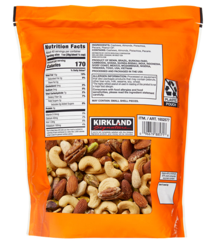 (Buy 2+ Save)_Kirkland Signature Unsalted Mixed Nuts, 40 Oz gallery
