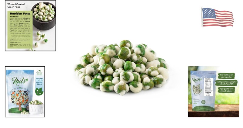 NUTS U.S. Wasabi Coated Green Peas - Crunchy Snack in Resealable Bag gallery