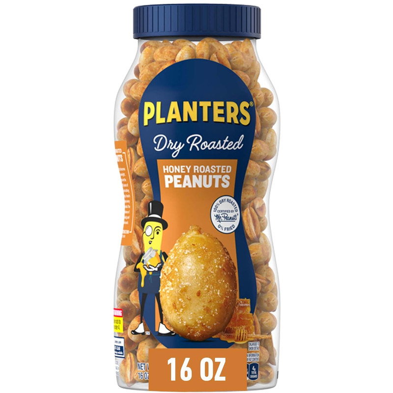 PLANTERS Honey Roasted Peanuts, Dry Roasted Peanuts, Party Snack, Plant-Based Pr gallery