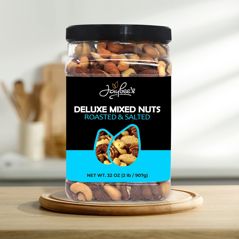 Mixed Nuts Deluxe - Roasted & Salted | 32 oz Reusable Container | Healthy Gourme gallery