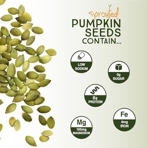 Sea Salted Sprouted Pumpkin Seeds 22oz - Non-GMO, Gluten-Free, Vegan, Organic, K gallery