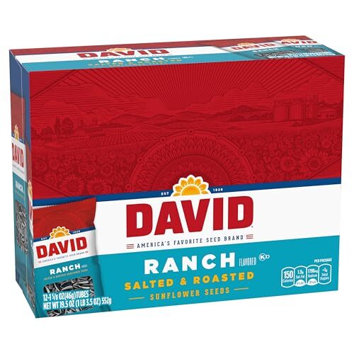 DAVID Roasted and Salted Ranch Sunflower Seeds, 1.625 oz, 12 Pack gallery