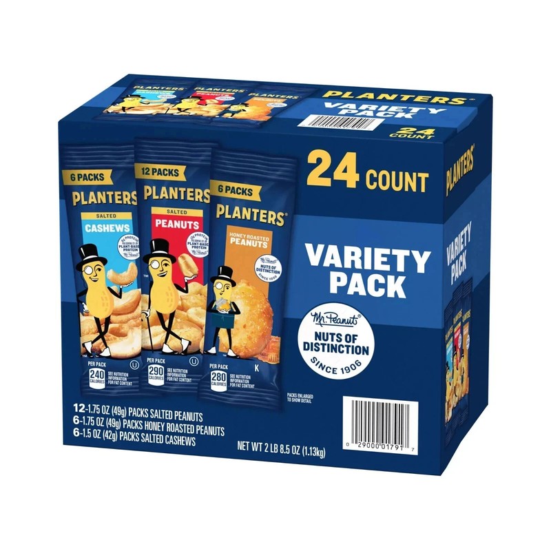 PLANTERS Variety Pack 24 Count Individual Snack Nuts Mixed Pack