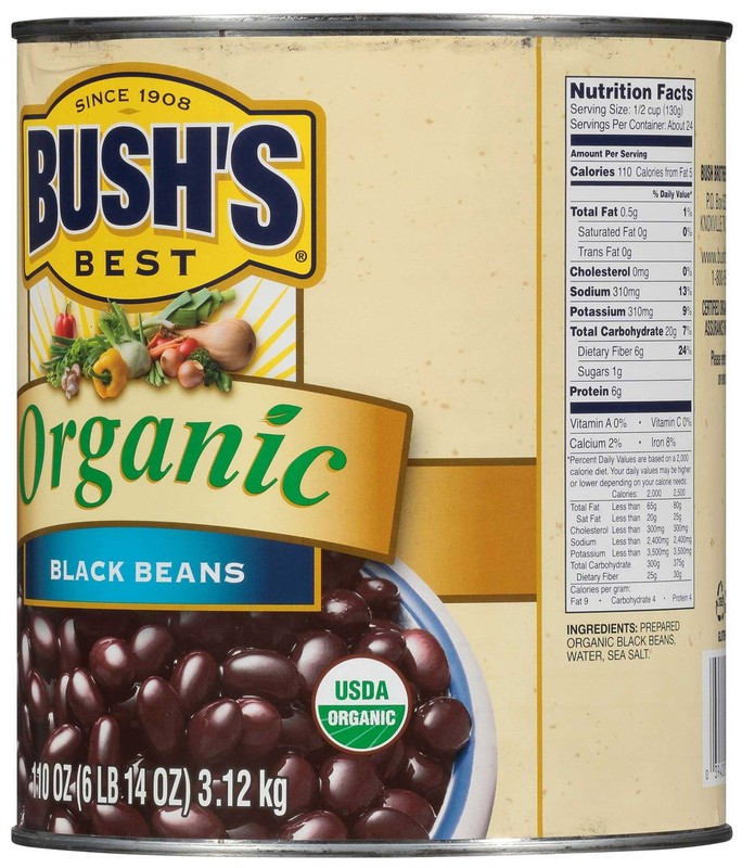 Bush s Best Organic Black Beans, 110 Ounces, 6 Per Case gallery