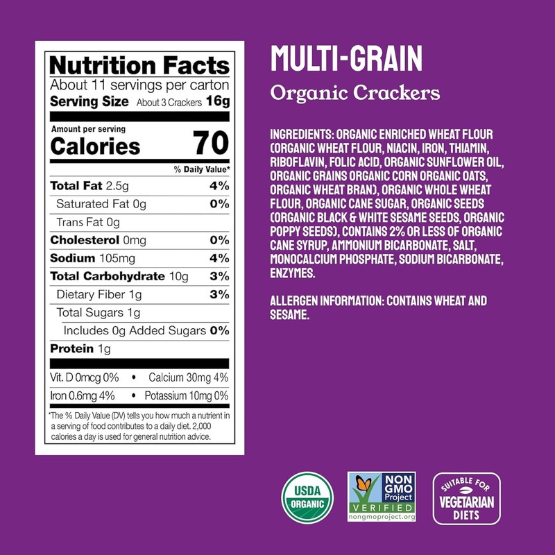 Organic Crackers Variety Bundle Multi-Grain Olive Oil & Sea Salt Himalayan Salt gallery