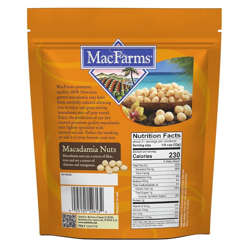 Dry Roasted Macadamia Nuts – Hawaiian Delicacy, 24 OZ
