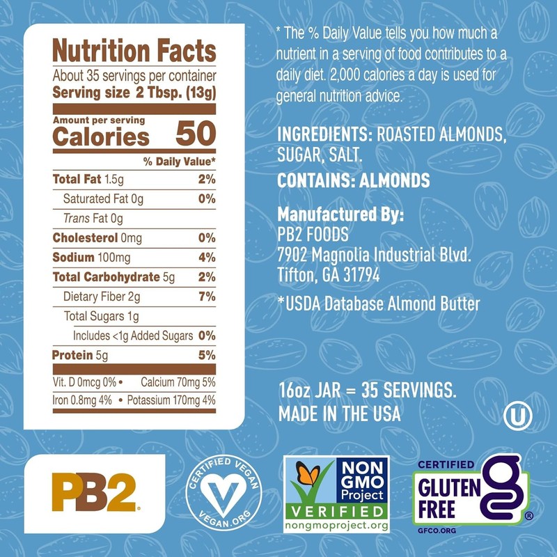 Powdered Roasted Almond Butter 16oz Low-Fat Vegan Almond Powder Low Carb Nut gallery