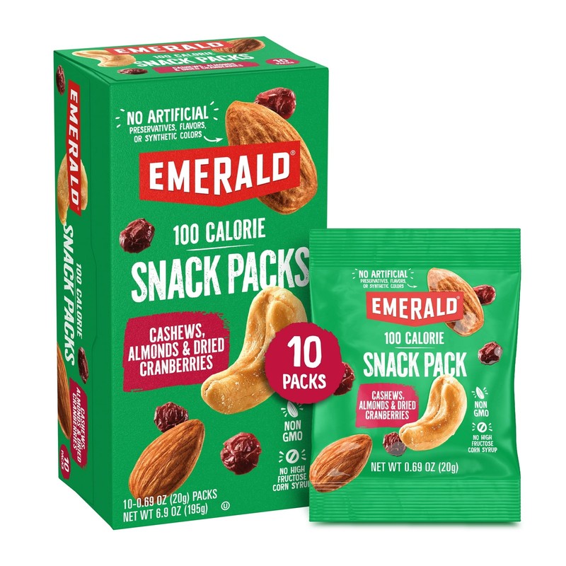 Emerald Nuts Cashews & Almonds with Dried Cranberries, 100 Calorie Packs, 10 Ct gallery