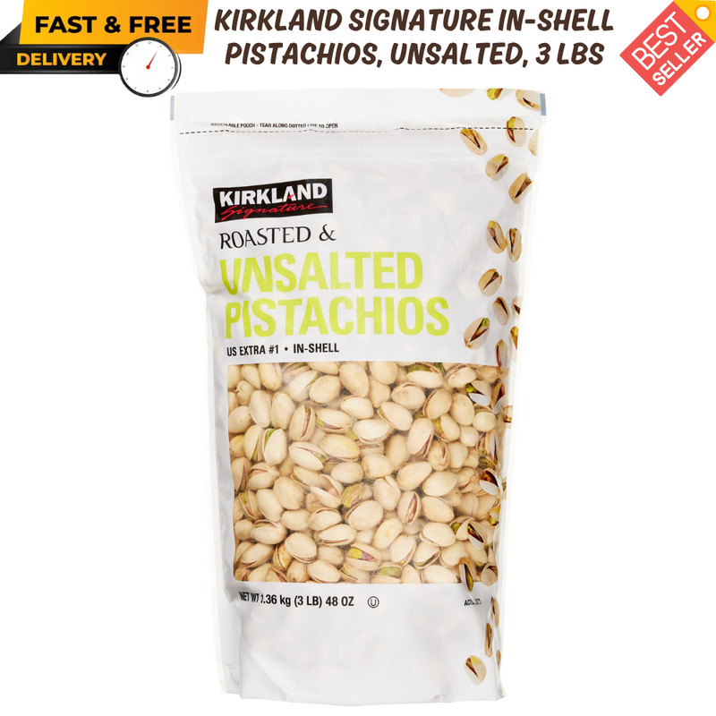 Kirkland Signature InShell Pistachios Roasted Unsalted 3 Lb Kosher USA FREE SHIP