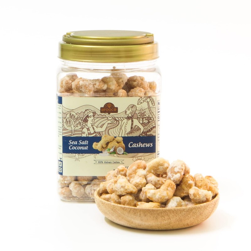 LAFOOCO Sea Salt Coconut Cashews, Premium Cashews, Lightly Sea Salted, Coconu…