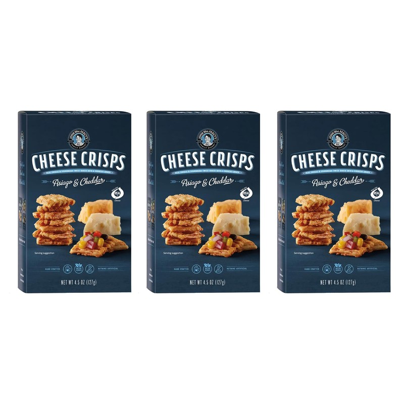 John Wm Macy's CheeseCrisps Pack of 3 Aged Cheese Sourdough Snacks 4.5 Ounce