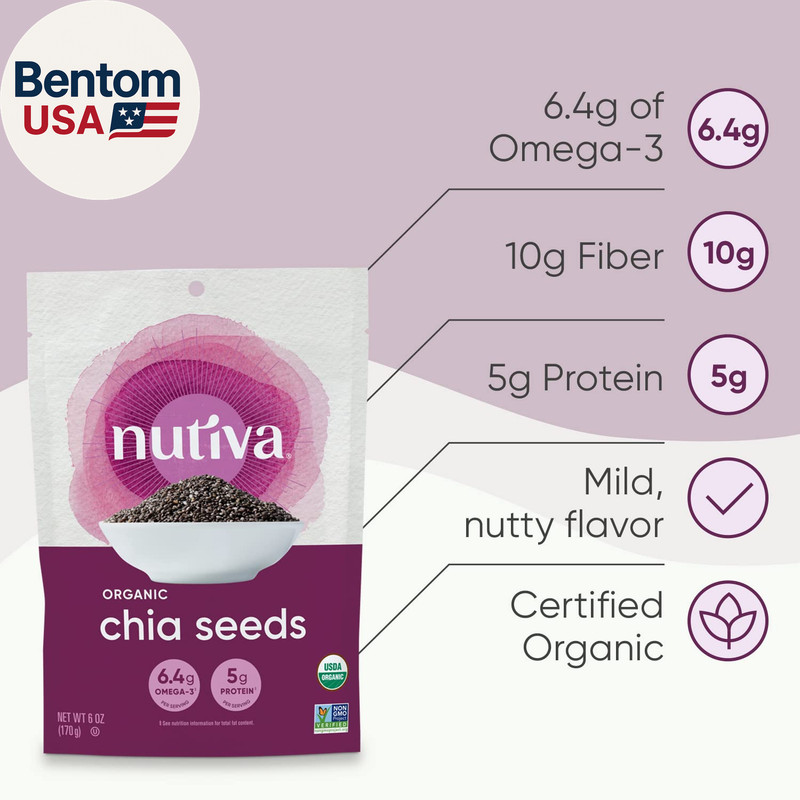 Organic, Premium Chia Seeds, Black, 6 Ounce gallery