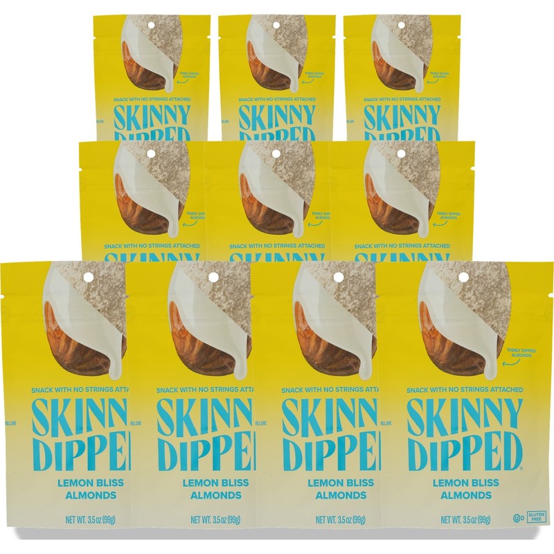 Skinnydipped Lemon Bliss Thinly Dipped Almonds 3.5 Oz Snack 10 Pack
