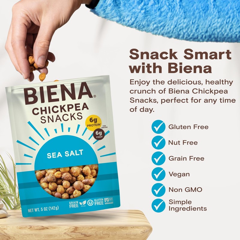 Sea Salt Roasted Chickpeas 8 Pack Gluten Free Vegan Snack 5 Ounce gallery