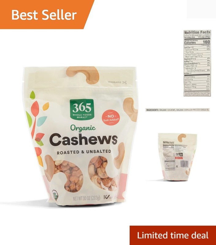 Organic Roasted Unsalted Cashews, 10 Ounce