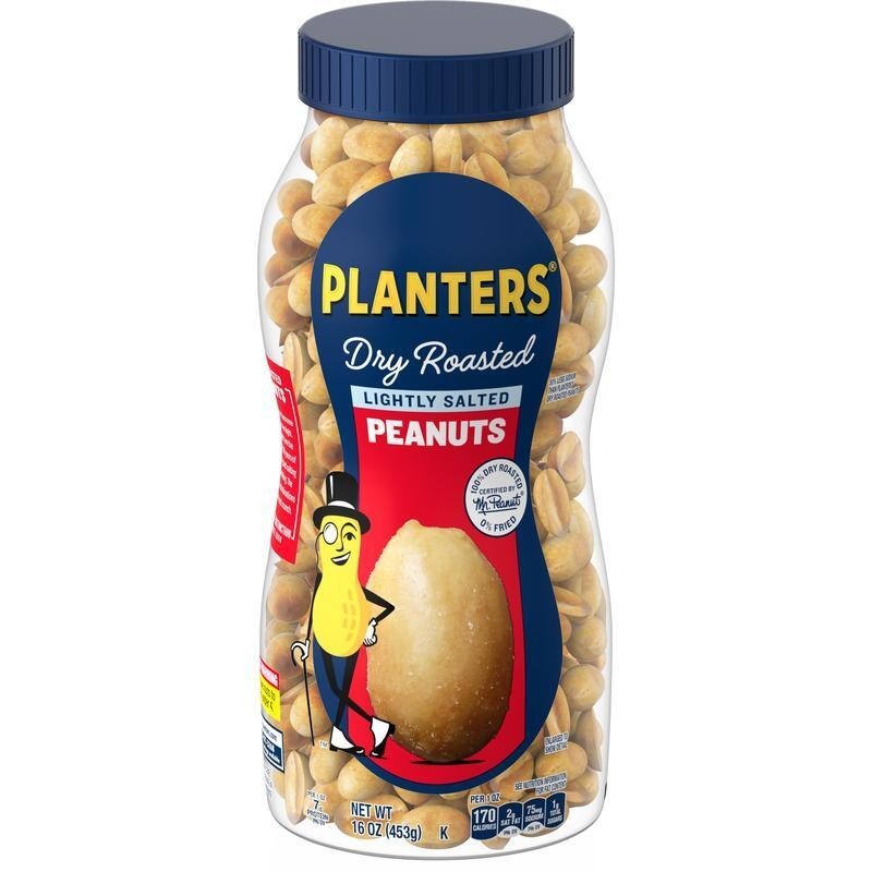 Lightly Salted Dry Roasted Peanuts Snack Plant Based Protein 16oz Jar 4 Pack New gallery