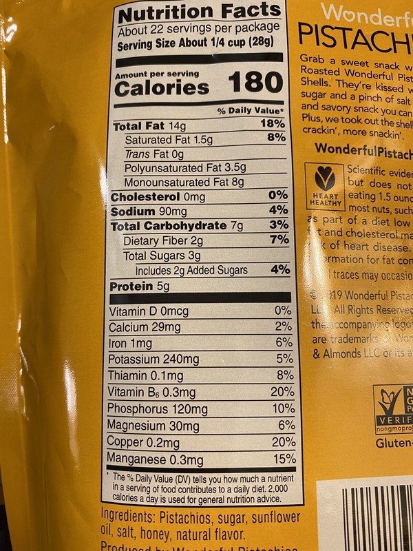 Wonderful Pistachios Honey Roasted~**22 Ounce**~ No Shells~Resealable Pouch~2022 gallery