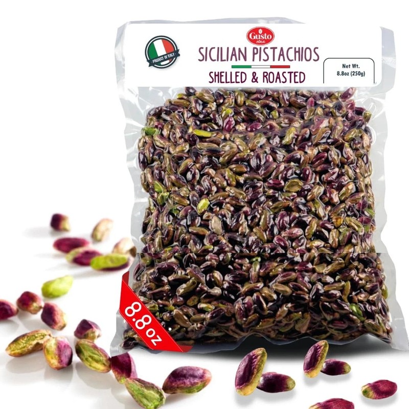 Sicilian Roasted Pistachios No shell, Whole Shelled Pistachios Unsalted, 8.8 ...