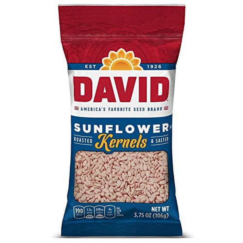 12x David Sunflower Kernels Seeds Roasted No Shell Snacks Bundle Bulk 3.75oz
