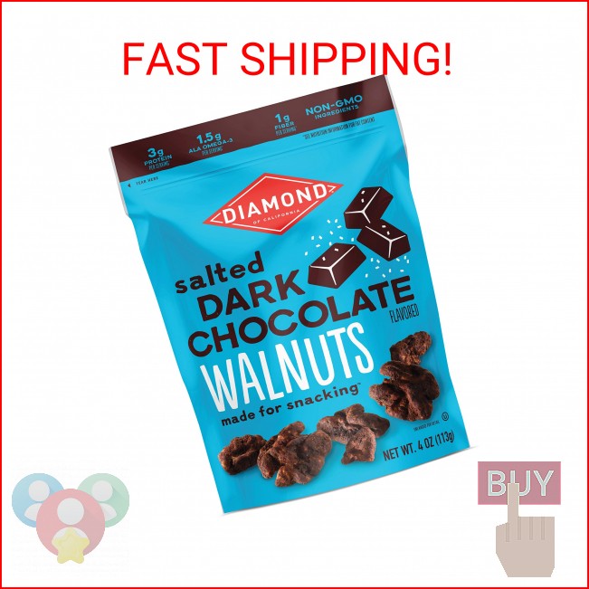 Diamond of California Salted Dark Chocolate Walnut Snack Nuts, 4 oz. (4 Pack)