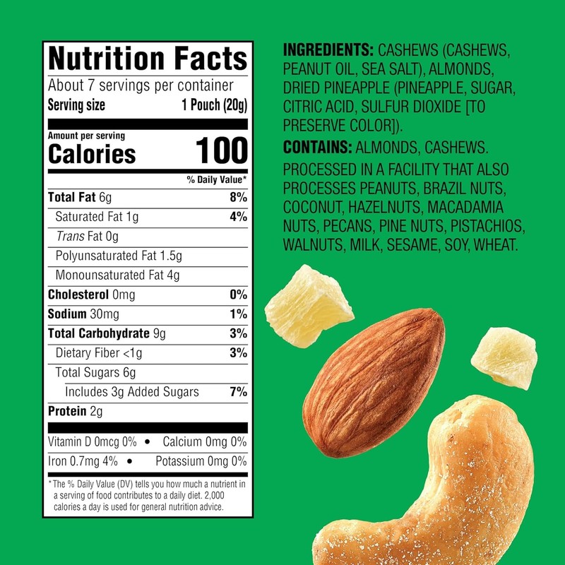 Cashews & Almonds with Dried Pineapple – 7 Pack, 100-Calorie gallery