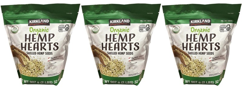 3 PACK – Kirkland Signature USDA Organic Hemp Hearts Shelled Seeds, 32 Ounce