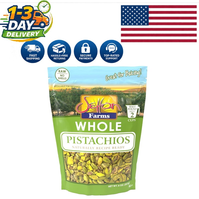 Raw Unsalted Pistachio Kernels, 8 oz - Rich Flavor for Culinary Delights