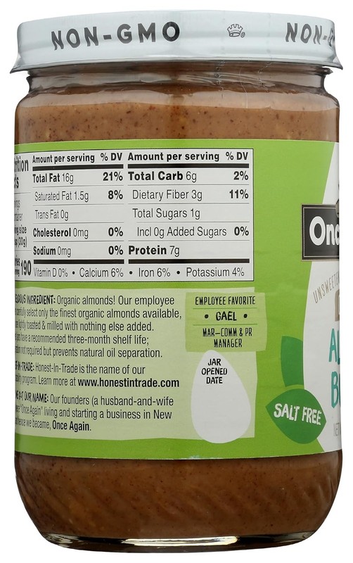 Organic Crunchy Almond Butter 16oz Lightly Toasted Salt Free Unsweetened USDA gallery