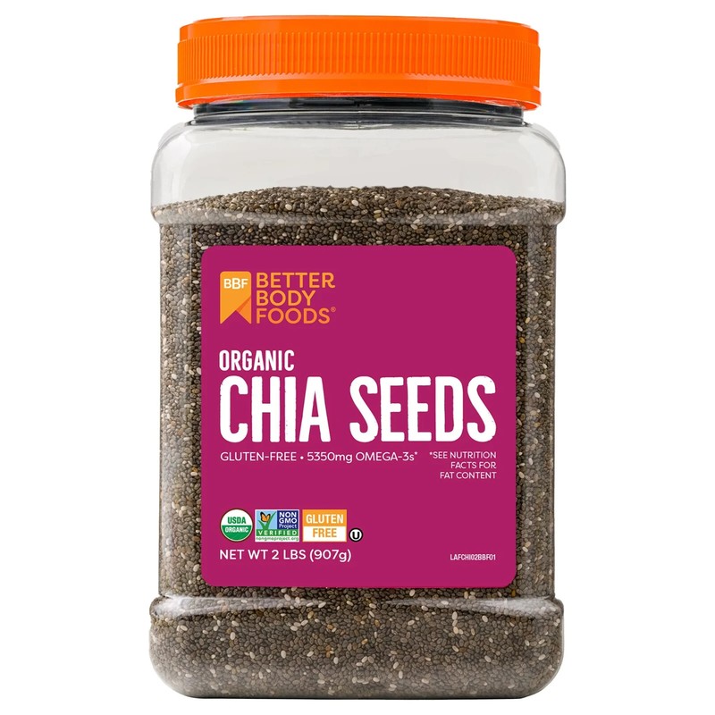 ( 2 Pack) BetterBody Foods Organic Chia Seeds, 2.0 lb, 30 servings