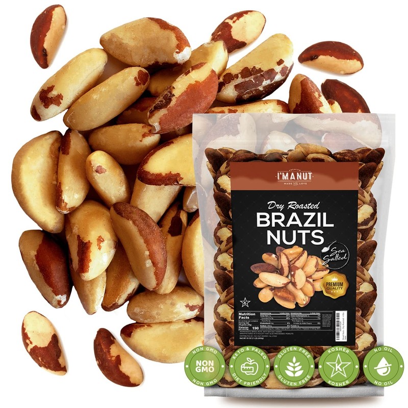 Premium Wild Harvested Dry Roasted Brazil Nuts with Sea Salt, 1 lb 16 oz – Hi…