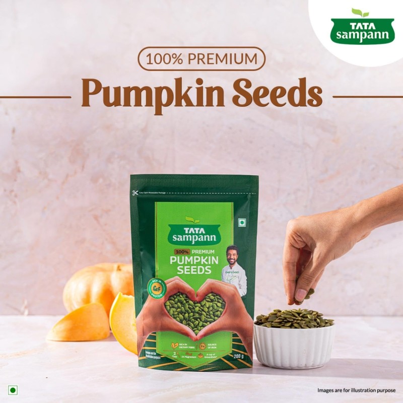 Tata Sampann Pumpkin Seeds 200g | Raw, Unroasted | Protein & Mineral Rich Snack gallery
