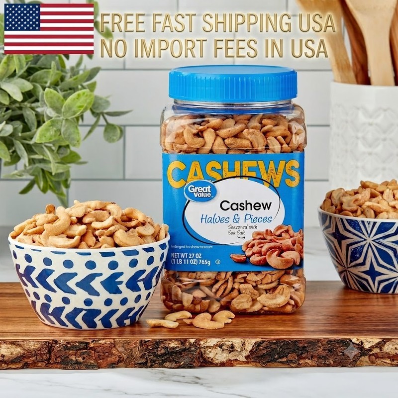 Great Value Cashew Halves & Pieces 27 oz | Fresh | Usually Delivered in 2–3 Days