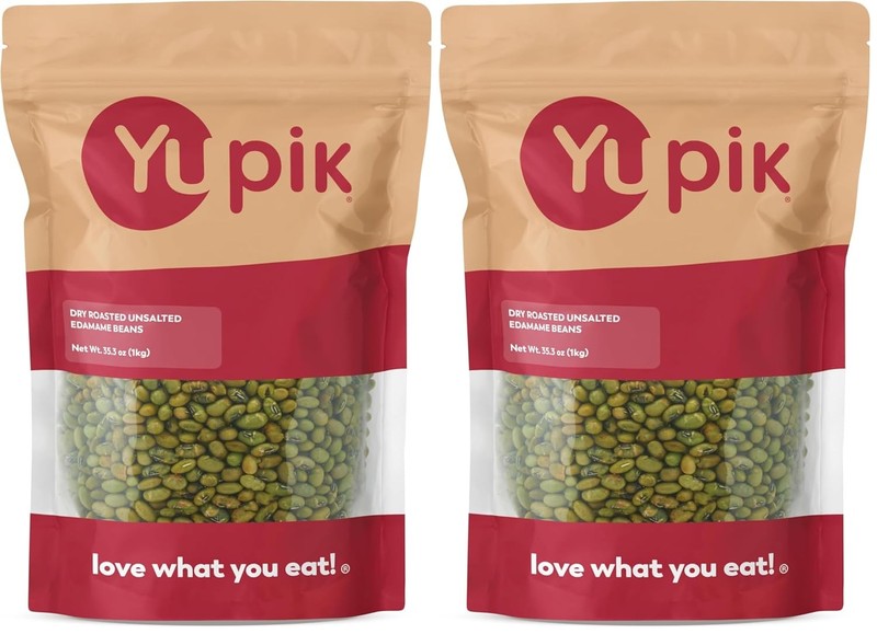 Dry Roasted Unsalted Edamame Beans 2.2 lb Pack of 2 Yupik Roasted Soybeans