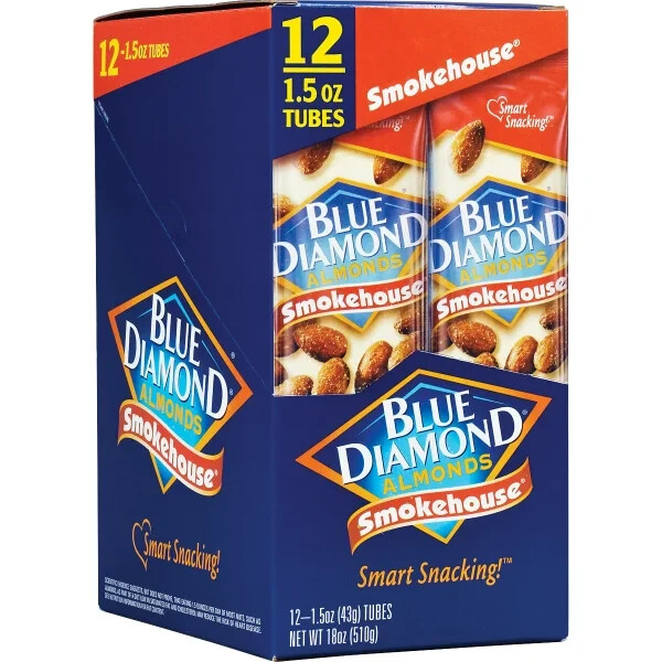 Blue Diamond Almonds, Smokehouse, 1.5 oz, 12-count Smart Snacking