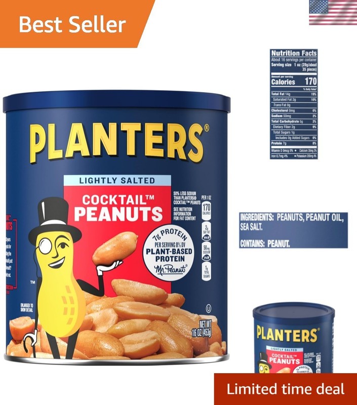 Deliciously Lightly Salted Dry Roasted Peanuts – 16 Oz Jar of Crunchy Goodness