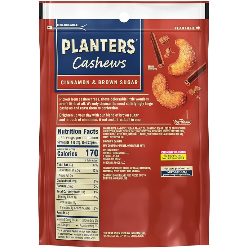Delicious Cashews with Cinnamon & Brown Sugar - 5 Oz Snack Pack for Parties gallery
