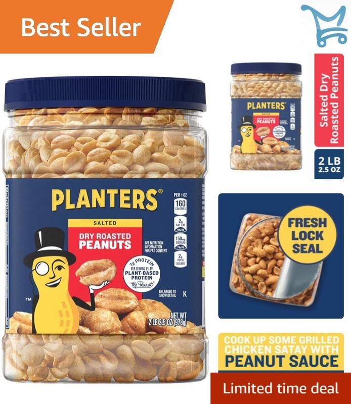 Dry Roasted Peanuts 34.5 oz Pack of 6 Salted Kosher Snacks Shareable