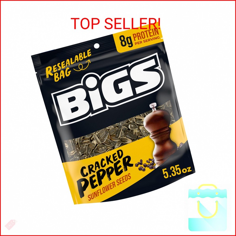 BIGS Sunflower Seeds, Cracked Pepper Flavor, Easter Basket Stuffer for Sports Fa