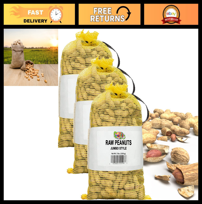 Raw Peanuts in Shell – 2 lb Bag (3-Pack) for Boiling, Squirrel & Bird Feed