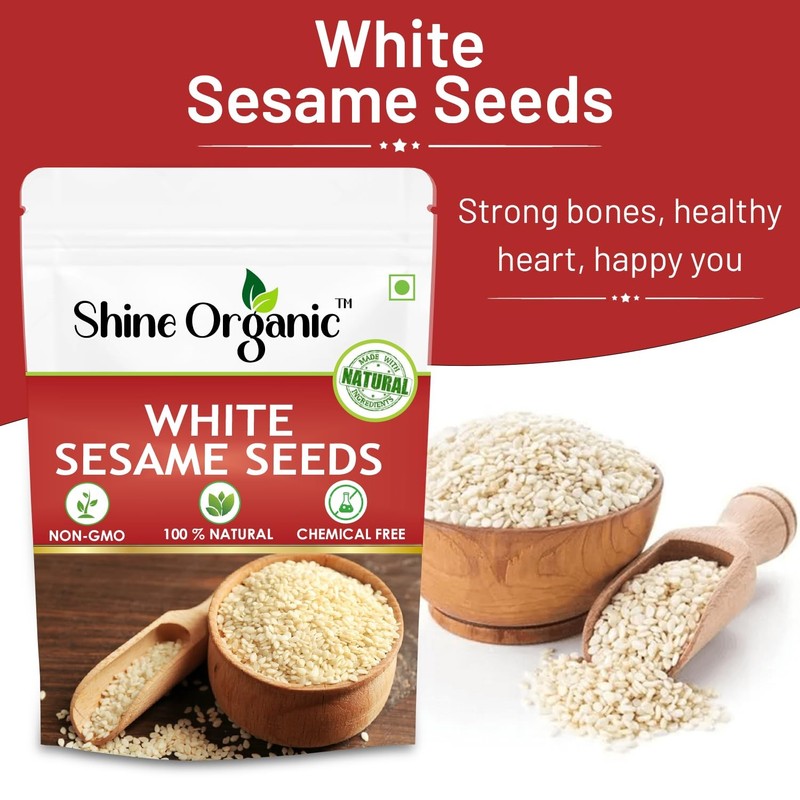 Shine Organic White Sesame Seeds 150gm gallery
