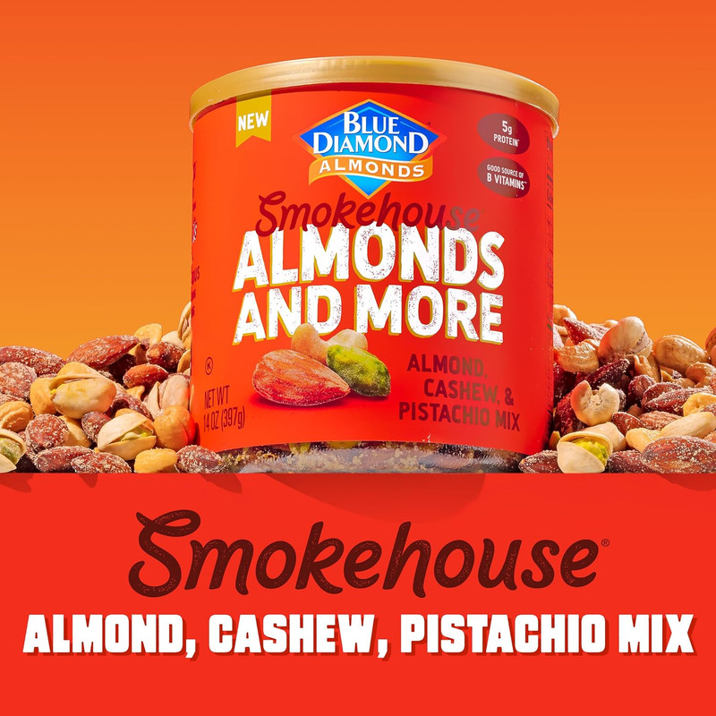 Blue Diamond Almonds Smokehouse Mixed Nuts Almonds Pistachios Cashews, 14 Oz gallery