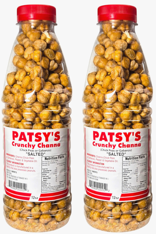 Patsy's Crunchy Whole Channa ( Chick peas or Garbanzo) Salted, 12 oz ea, 2-pack