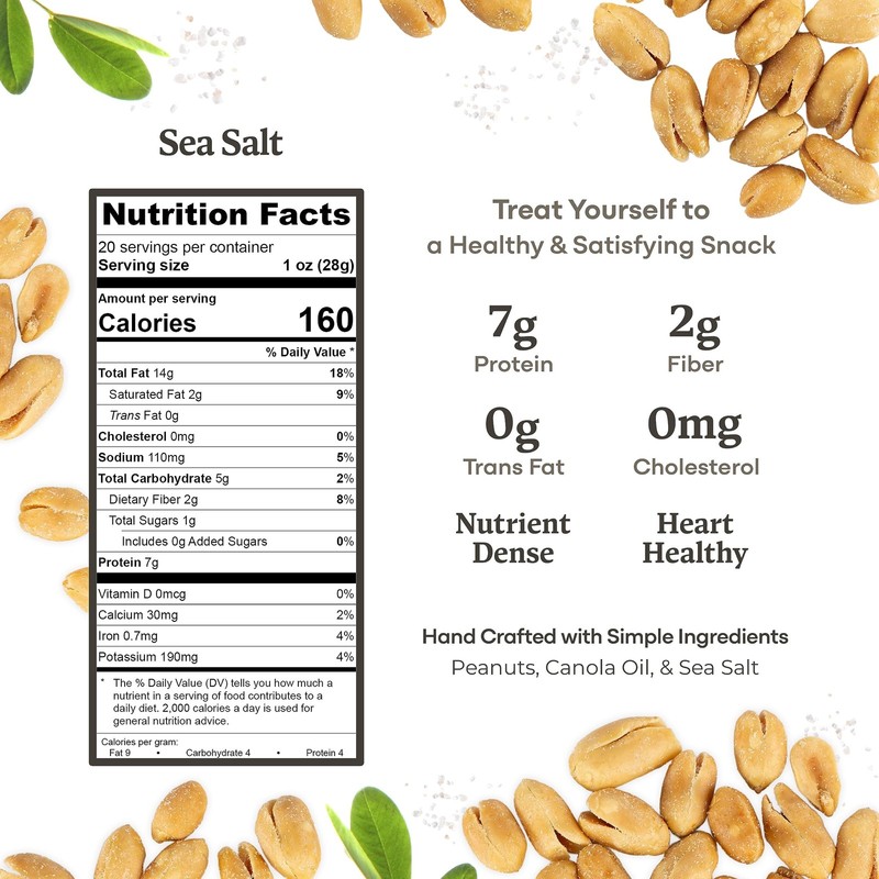 Gourmet Sea-Salted Virginia Peanuts, 20 oz (1 Pack) – Only 3 Simple Ingredien... gallery