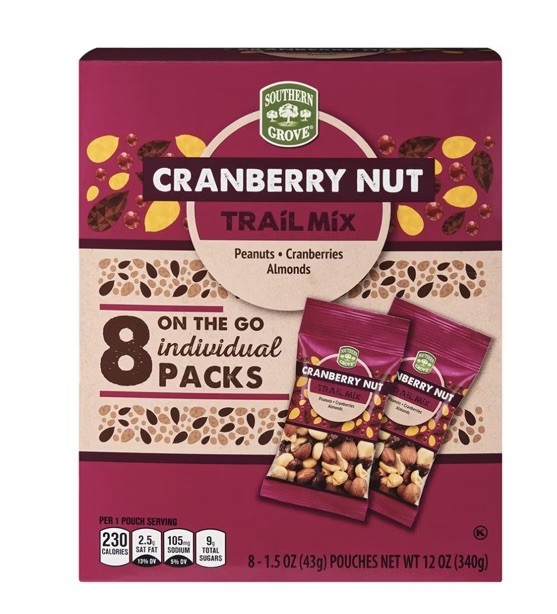 SOUTHERN GROVE Peanut Cranberry Almond Trail Mix, 8 count