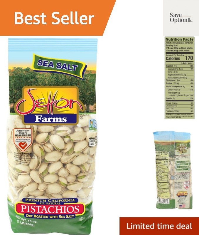Dry Roasted and Salted Pistachios, California In Shell Pistachios, 1 pound B...