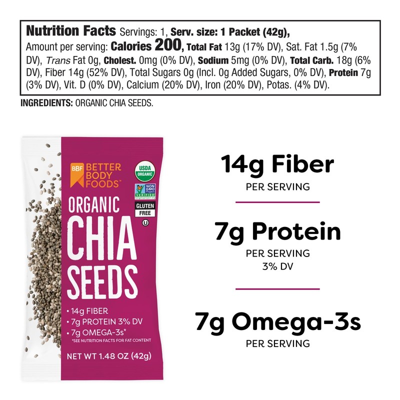 BetterBody Foods Organic Chia Seeds 1.48 oz - 24 Pack, Nutrient-Rich gallery