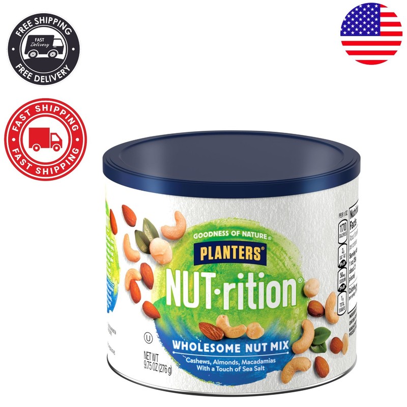 NUT-rition Wholesome Nut Mix – 9.75 oz Canister of Roasted Cashews & Almonds