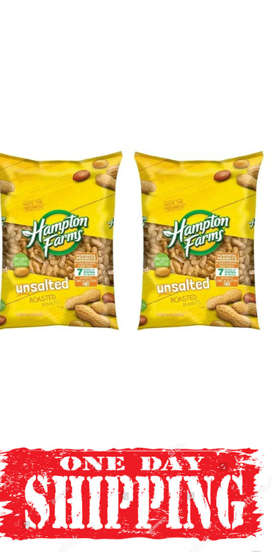 Hampton Farms Unsalted In-Shell Peanuts, 5 lbs. (pack of 2) High-Protein Snacks
