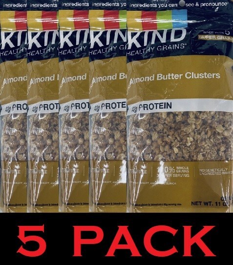 5x KIND HEALTHY GRAINS ALMOND BUTTER CLUSTERS Healthy Snack 11 oz Bag - 5 PACK