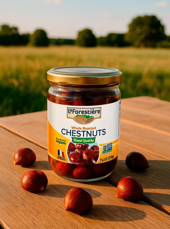 La Forestière Whole Roasted Chestnuts, Ready-to-Eat Snack, Pack of 2 (7.4 oz) gallery